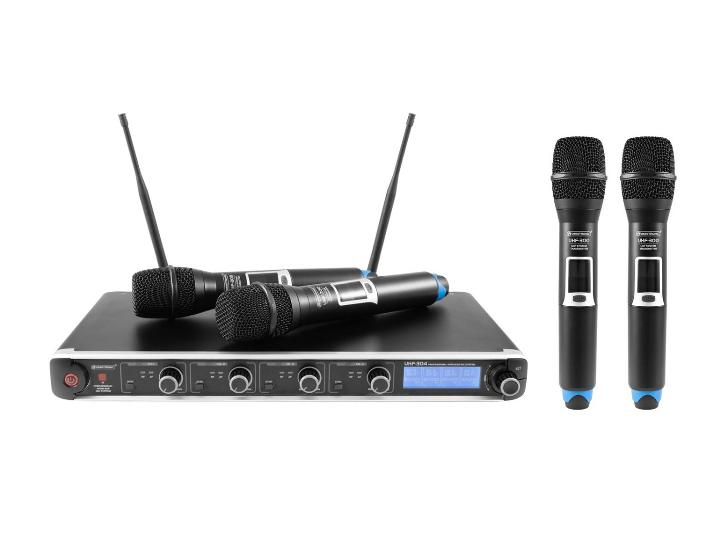 OMNITRONIC UHF-304 4-Channel Wireless Mic System 823-832/863-865MHz - system bezprzewodowy wokalny