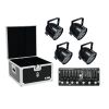 EUROLITE Zestaw 4x LED PAR-56 HCL bk + Skrzynia Transportowa + Kontroler DMX