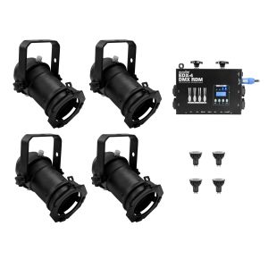 EUROLITE Zestaw 4x PAR-16 Spot bk dim2warm + EDX-4 DMX RDM LED Dimmer pack