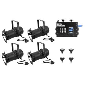 EUROLITE Zestaw 4x PAR-30 Spot sw dim2warm + EDX-4 DMX RDM LED Dimmer pack