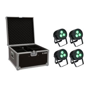 EUROLITE Zestaw 4x LED IP PAR 3x8W QCL Spot + Skrzynia Transportowa