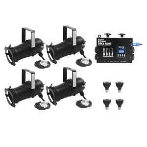 EUROLITE Zestaw 4x PAR-20 Spot bk dim2warm + EDX-4 DMX RDM LED Dimmer pack