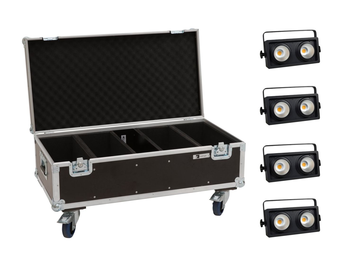 EUROLITE Zestaw 4x Audience Blinder 2x100W LED COB WW + Skrzynia Transportowa