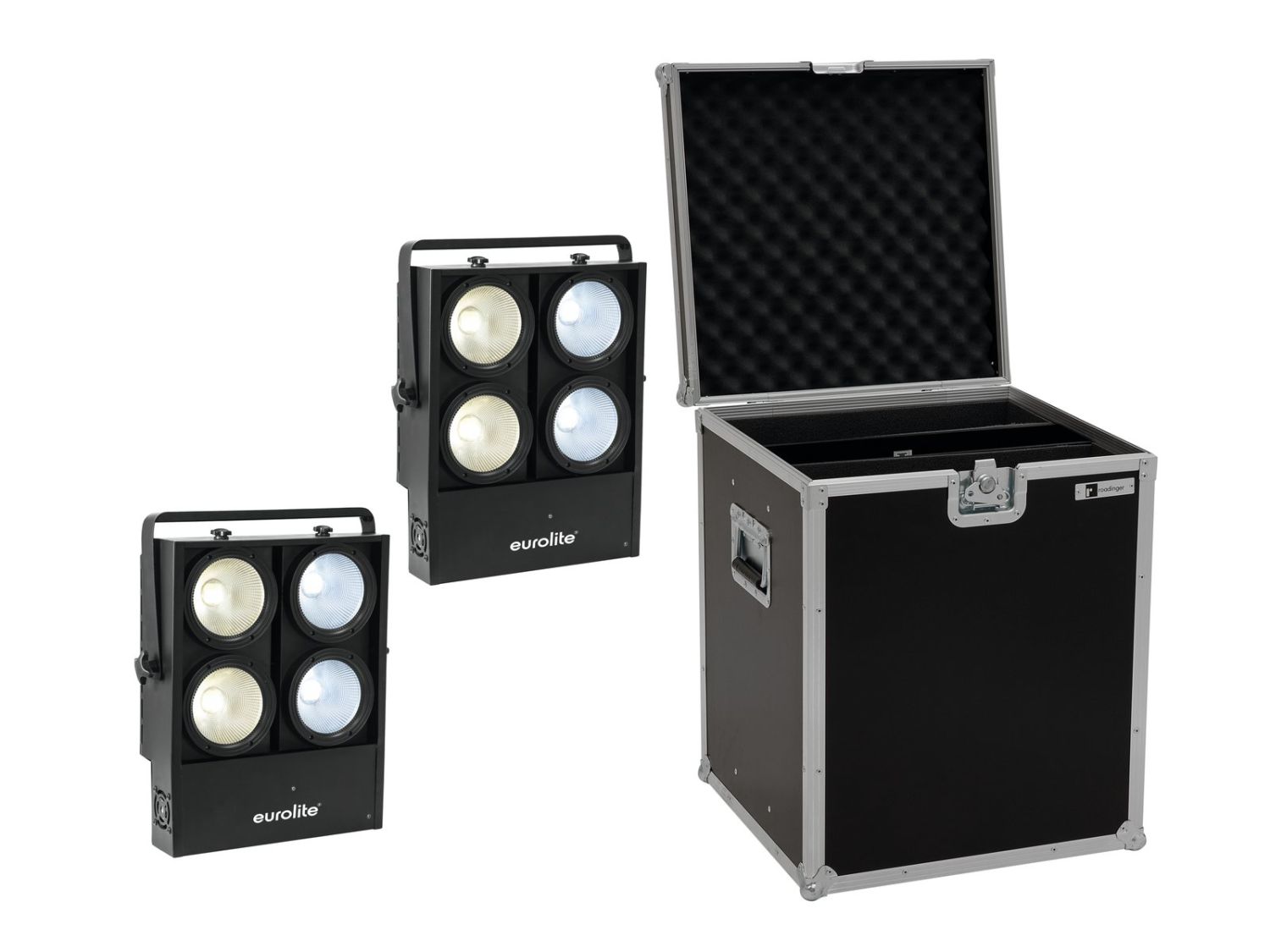 EUROLITE Zestaw 2x Audience Blinder 4x100W LED COB CW/WW + Skrzynia Transportowa