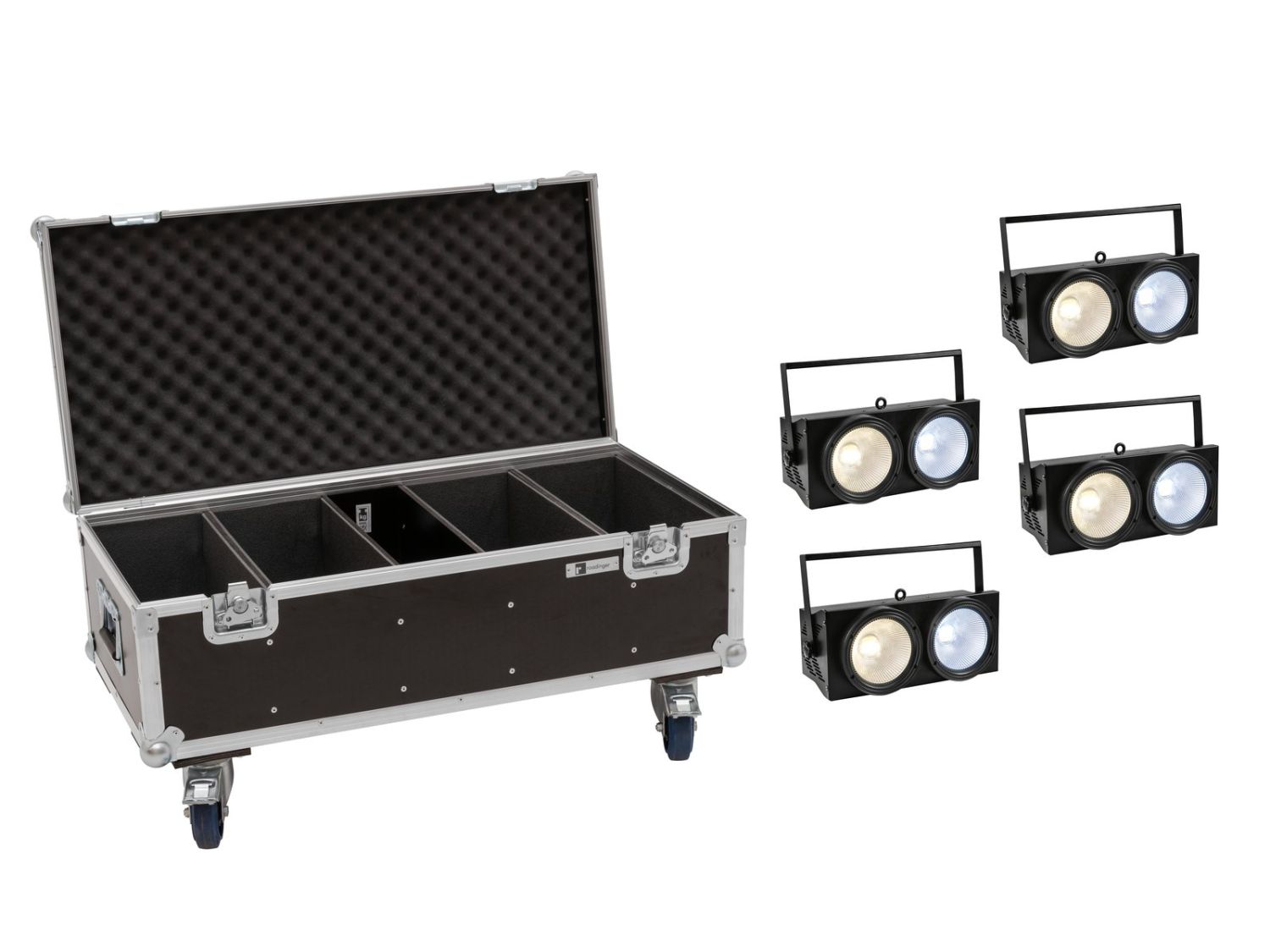 EUROLITE Zestaw 4x Audience Blinder 2x100W LED COB CW/WW + Skrzynia Transporotwa