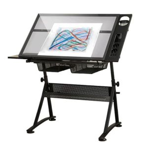 DNA PRO DESK 1 biurko stół kreślarski z szufladami szkło hartowane 120x60 cm