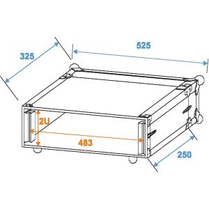 ROADINGER Effect Rack CO DD, 2U, 24cm deep, black - Skrzynia Transportowa RACK