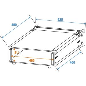 ROADINGER Effect Rack CO DD, 2U Skrzynia Transportowa RACK