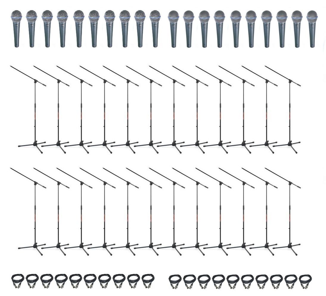 Shure Beta 58A - zestaw 20 mikrofonów + statywy + kable