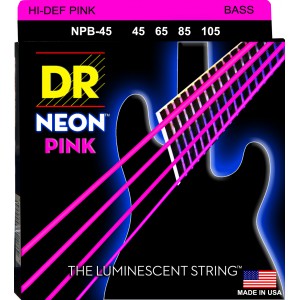 DR NEON Hi-Def Pink - struny do gitary basowej, 4-String, Medium, .045-.105