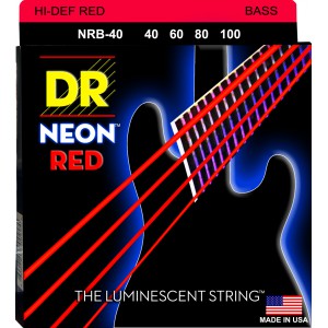 DR NEON Hi-Def Red - struny do gitary basowej, 4-String, Light, .040-.100