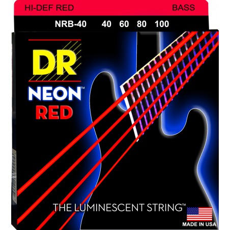 DR NEON Hi-Def Red - Bass String Set, 4-String, Light, .040-.100