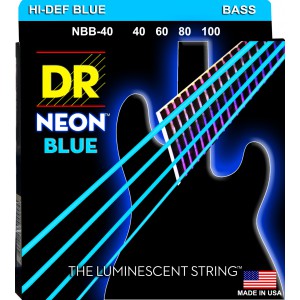 DR NEON Hi-Def Blue - struny do gitary basowej, 4-String, Light, .040-.100