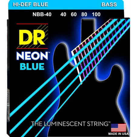 DR NEON Hi-Def Blue - Bass String Set, 4-String, Light, .040-.100