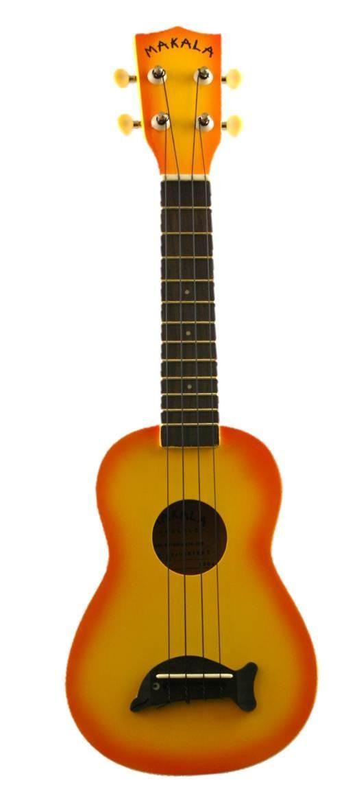 Makala Dolphin MK-SD-ORBURST - Orange Burst Soprano Dolphin Ukulele, with Tote Bag